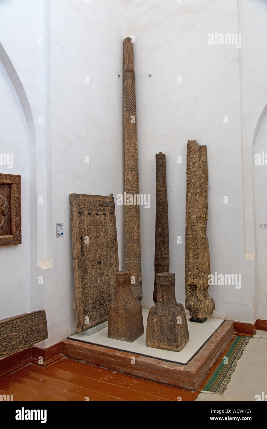 Exposiciones en el museo de la ciudad de Khiva en Uzbekistán. Foto de stock