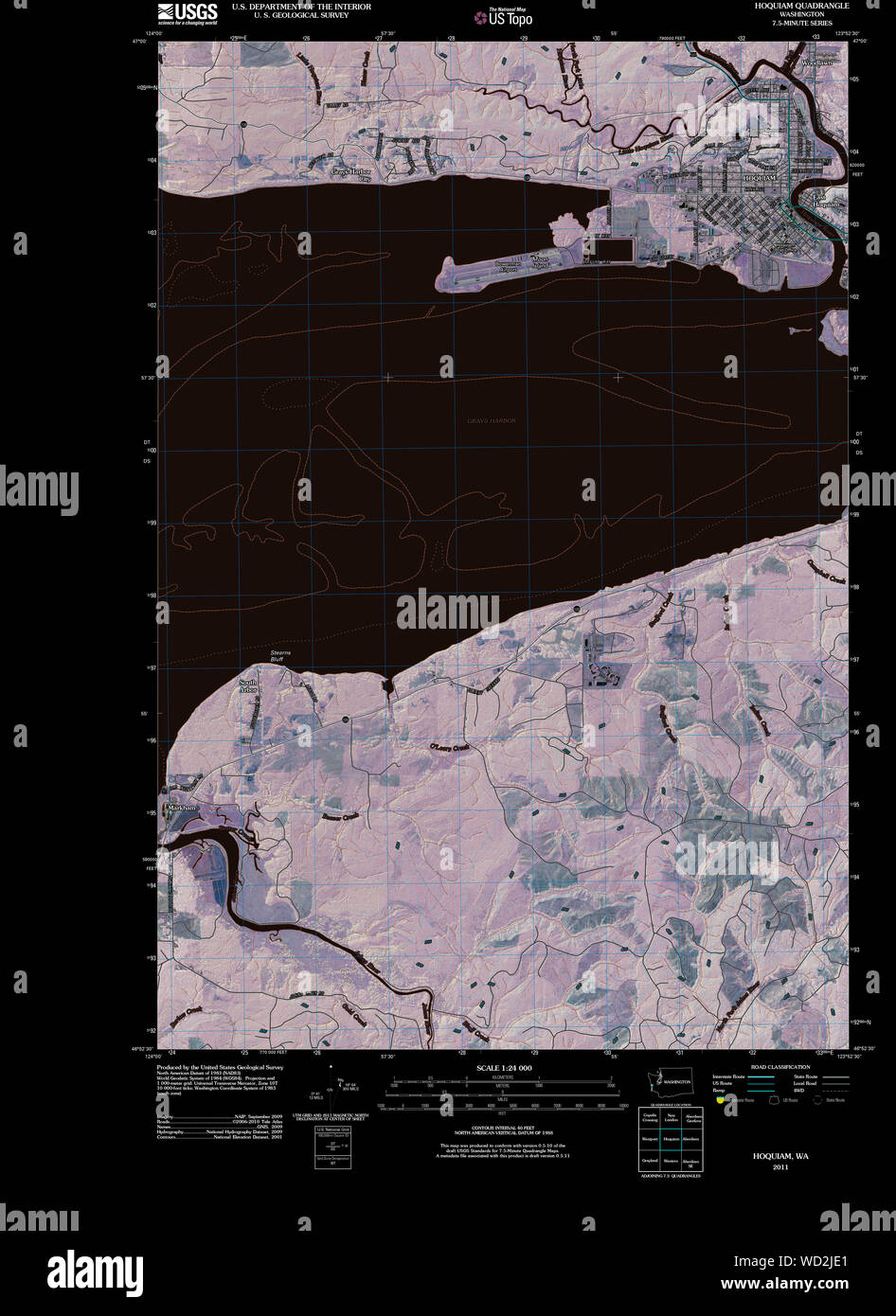Mapa del estado de washington de hoquiam fotografías e imágenes de alta