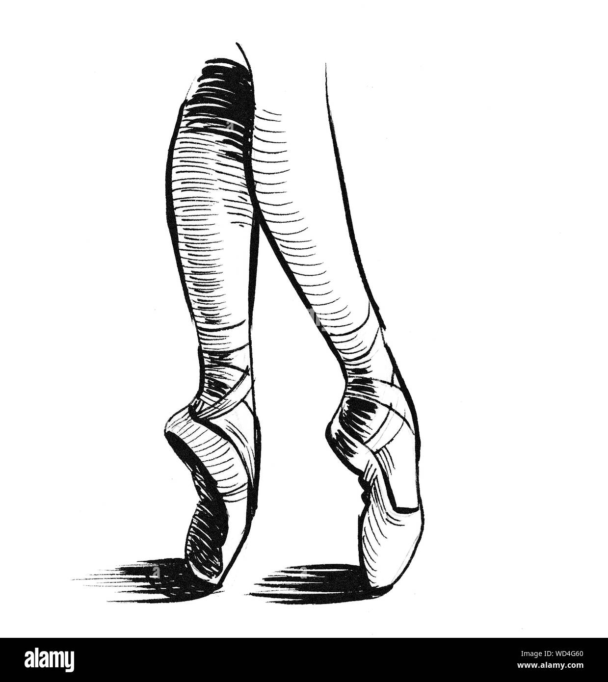 Las piernas de bailarina. Dibujo en blanco y negro de tinta Fotografía de  stock - Alamy