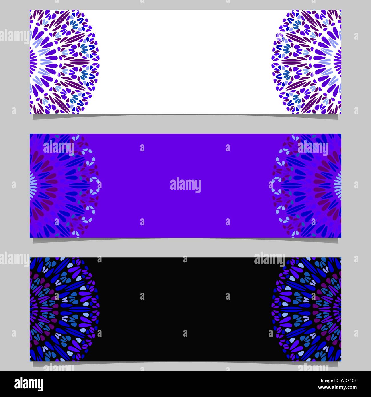 Colorido geométrico mandala grava horizontal banner set - fondo abstracto diseños gráficos vectoriales Ilustración del Vector