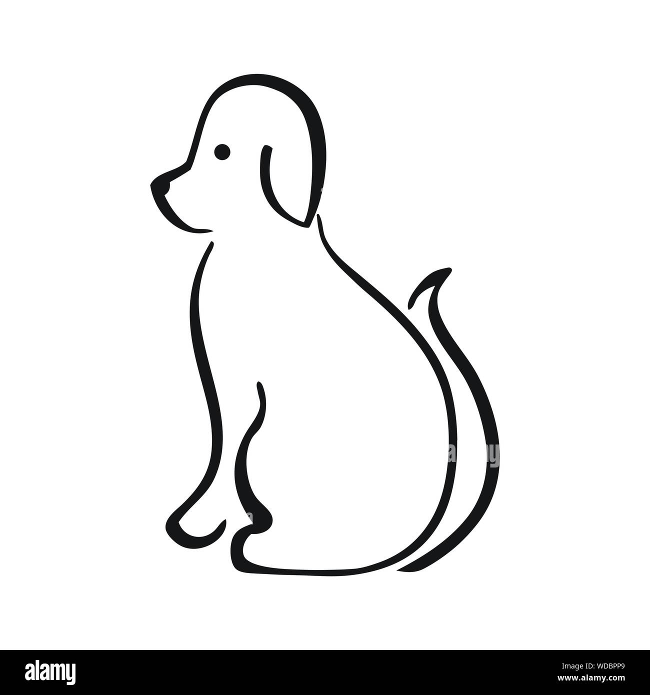 Vector blanco y negro de perro sentado Imagen Vector de stock - Alamy