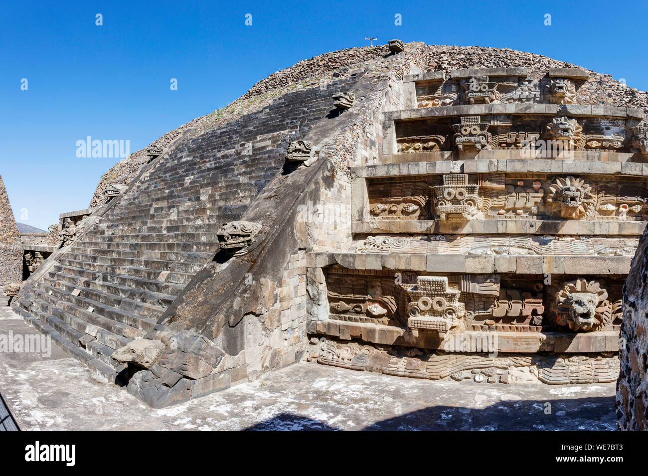 México, Estado de México, Teotihuacán listados como Patrimonio Mundial por la UNESCO, el templo de Quetzalcoatl Foto de stock