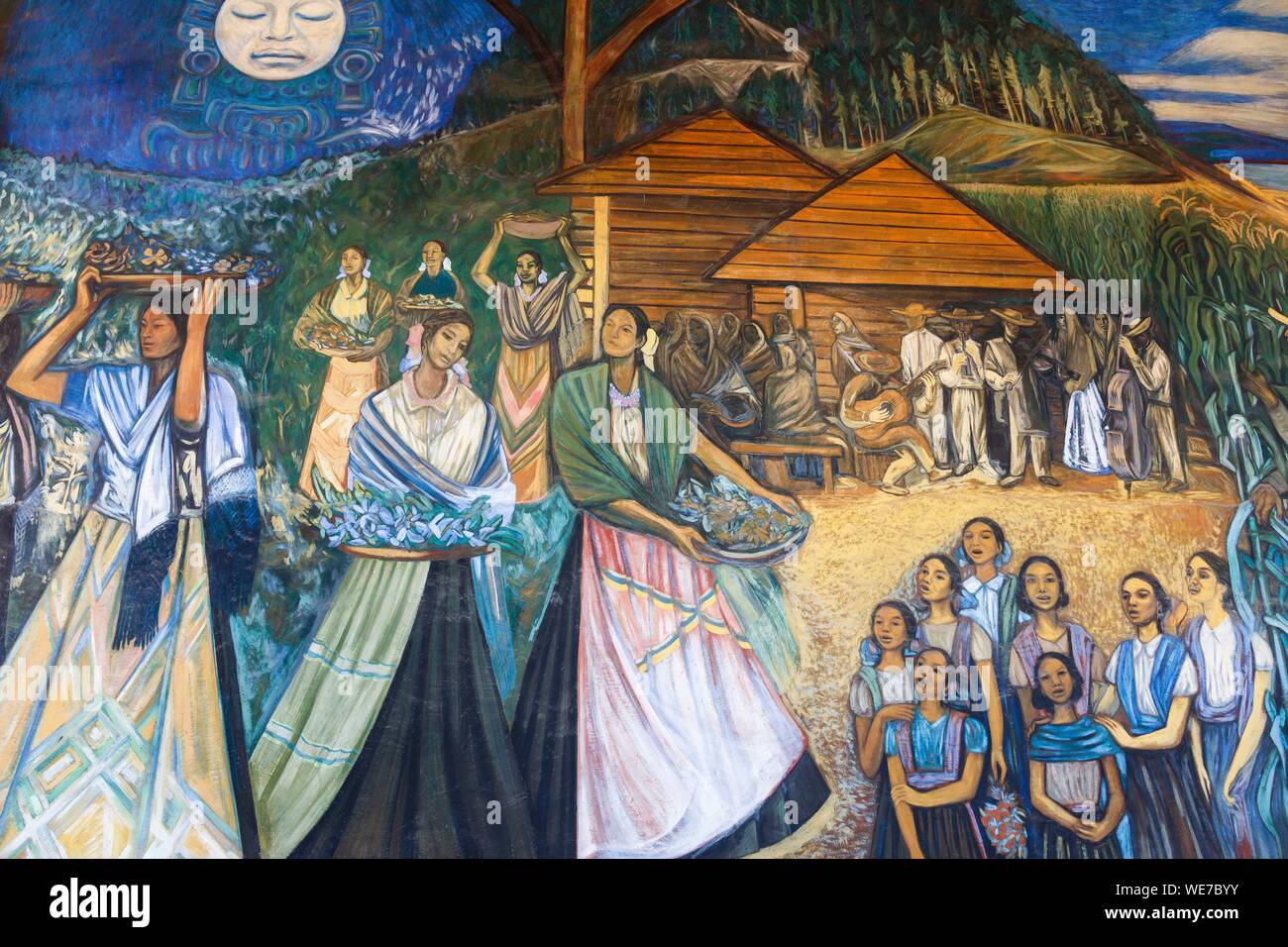 México, Estado de Michoacán, Morelia, centro histórico de Morelia listados como Patrimonio Mundial por la UNESCO, el Palacio de Gobierno, la pintura mural artista Alfredo Zalce Foto de stock