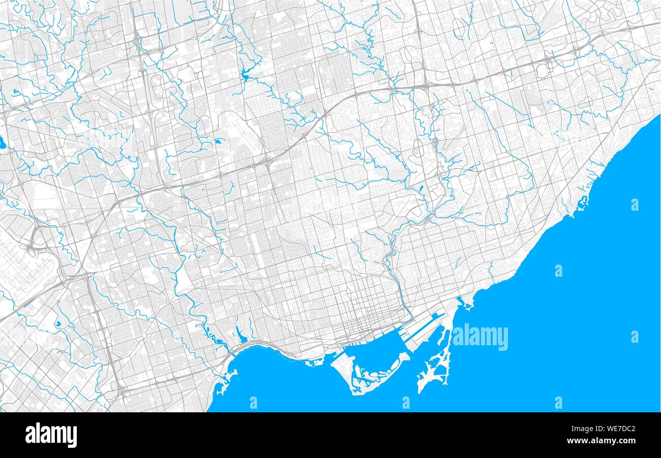 Ricos vector detallado mapa de la zona de Toronto, Ontario, Canadá. La plantilla de mapa para la decoración del hogar. Ilustración del Vector
