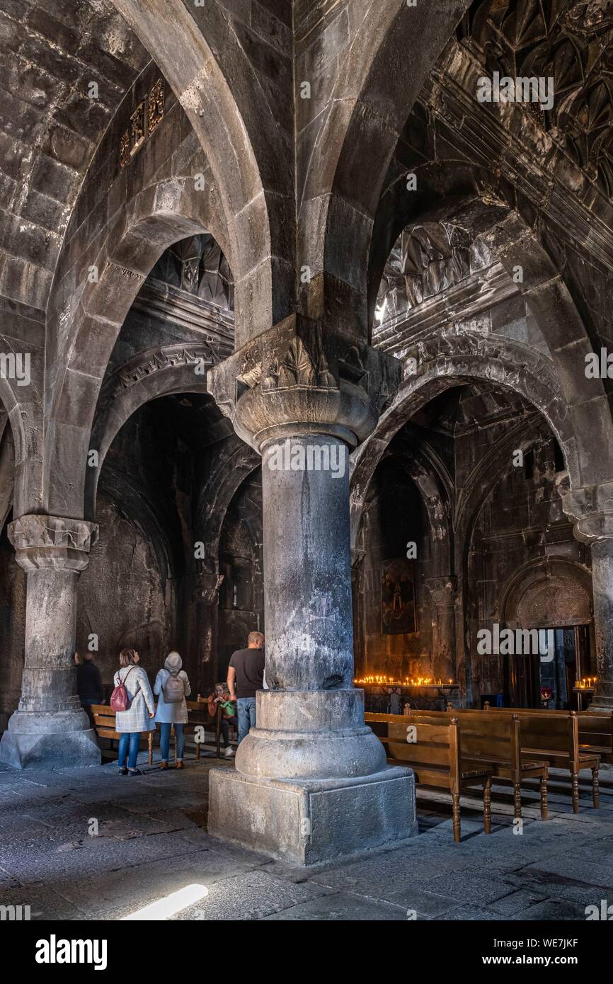 Armenia, región de Kotayk, Geghard, Geghard monasterio medieval catalogado como Patrimonio de la Humanidad por la UNESCO Foto de stock
