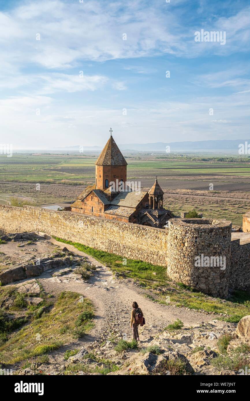 Armenia, la región de Ararat, Khor Virap monasterio Foto de stock