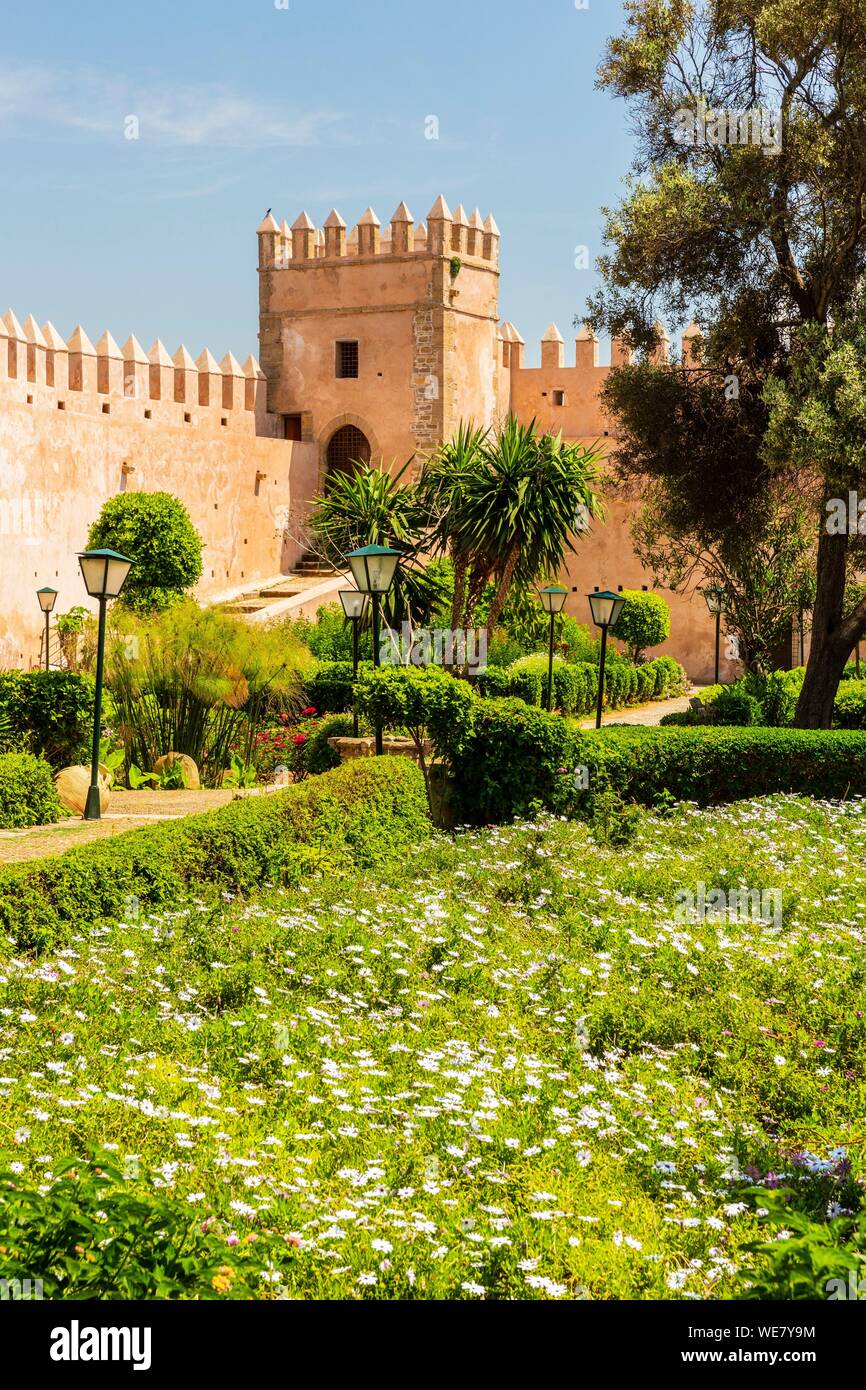 Marruecos, Rabat, catalogado como Patrimonio Mundial por la UNESCO, Udayas Oudaïas kasbah kasbah (des), el jardín andaluz Foto de stock