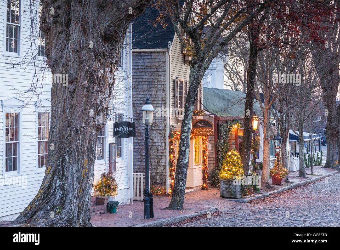 Estados Unidos, Nueva Inglaterra, Massachusetts, la isla de Nantucket, Nantucket, escaparate, Navidad Foto de stock