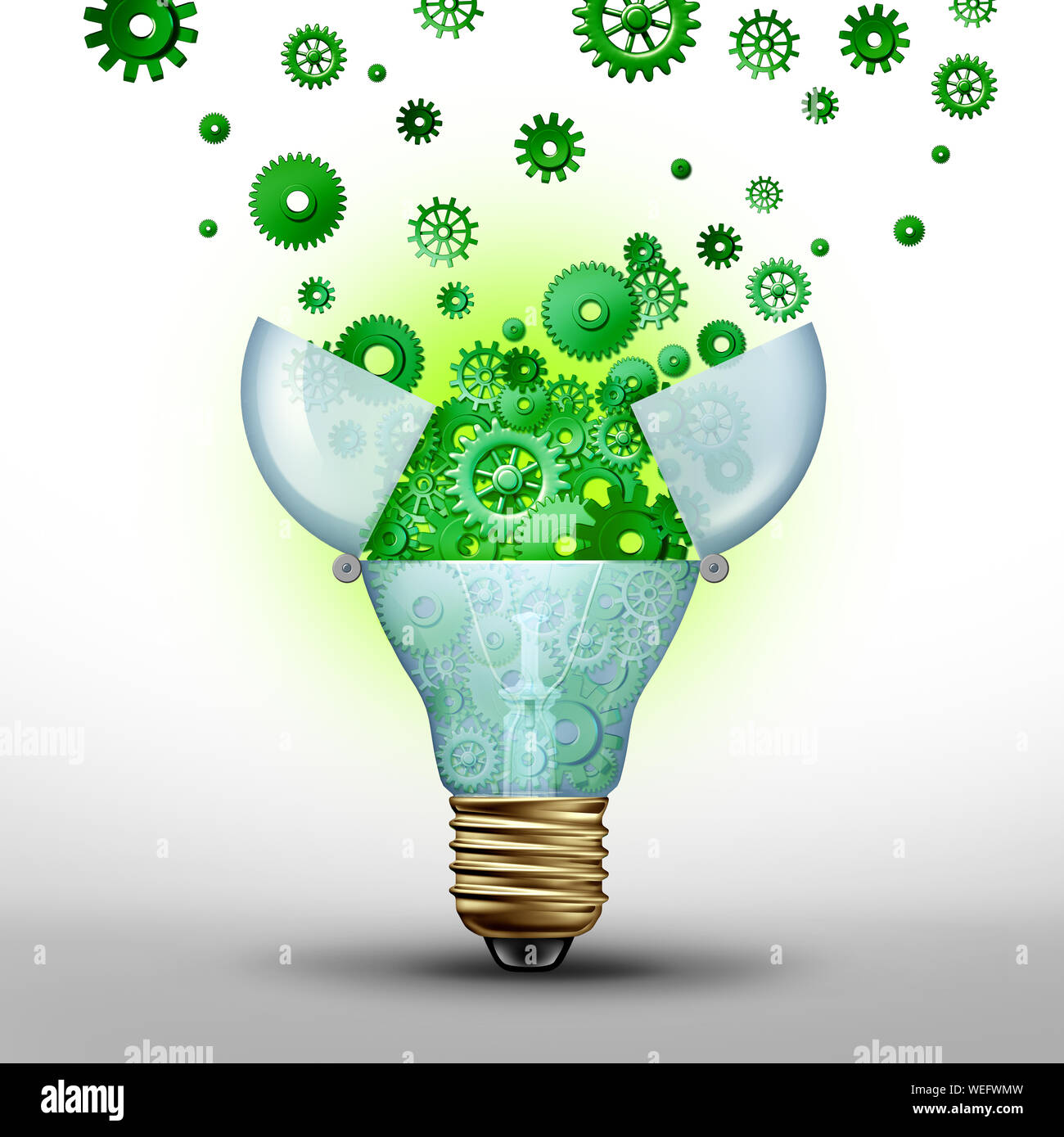 Concepto de eficiencia energética y el ahorro de energía la idea como una solución ecológica para el combustible alternativo como una ilustración 3D. Foto de stock