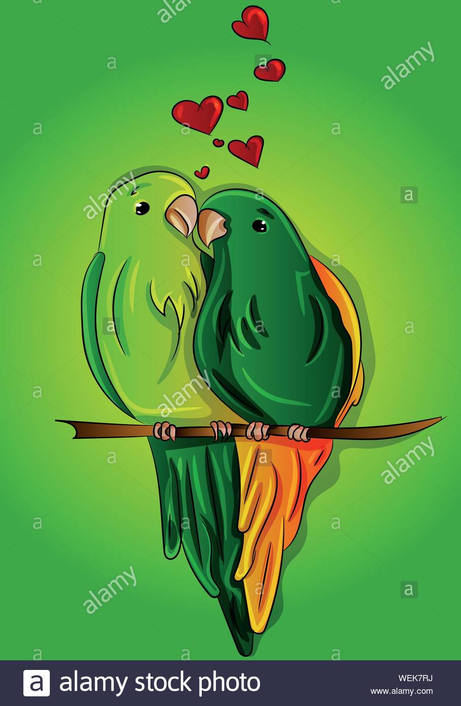Cute Loros Enamorarse En Una Rama Verde Pericos Amorreos Vector Caricatura Dibujo Ilustracion Tropical Animales Exoticos Aves Silvestres Imagen Vector De Stock Alamy
