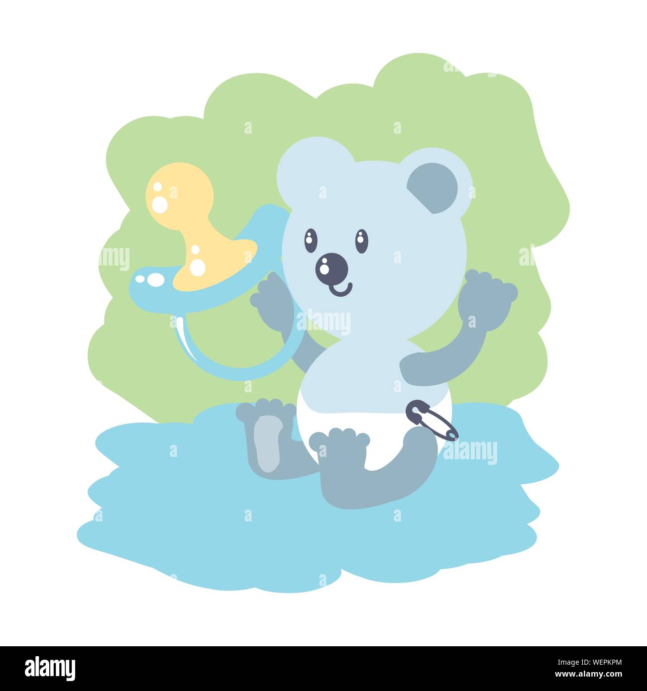 Lindo bebé oso animal y chupete diseño ilustración vectorial Imagen Vector  de stock - Alamy