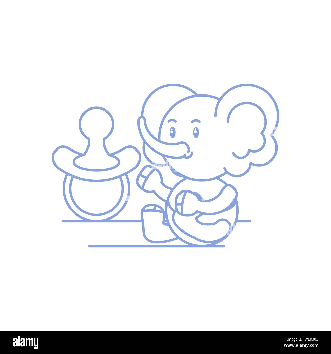 Lindo bebé elefante animal y chupete diseño ilustración vectorial Imagen  Vector de stock - Alamy
