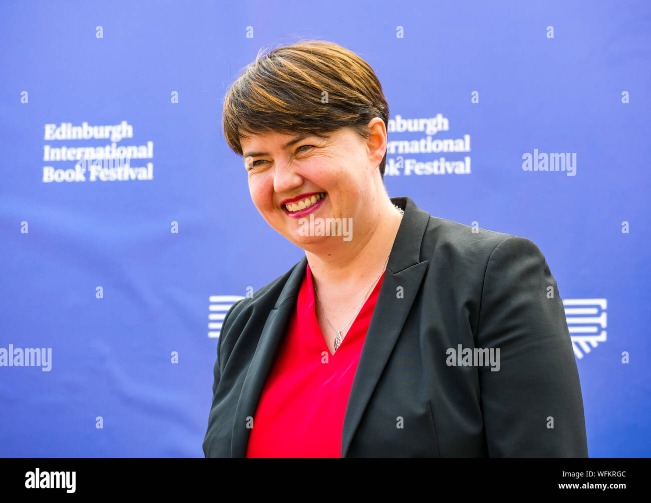 Ruth Davidson, dirigente del Partido Conservador Escocés, en el Festival Internacional del Libro de Edimburgo, Escocia, Reino Unido Foto de stock