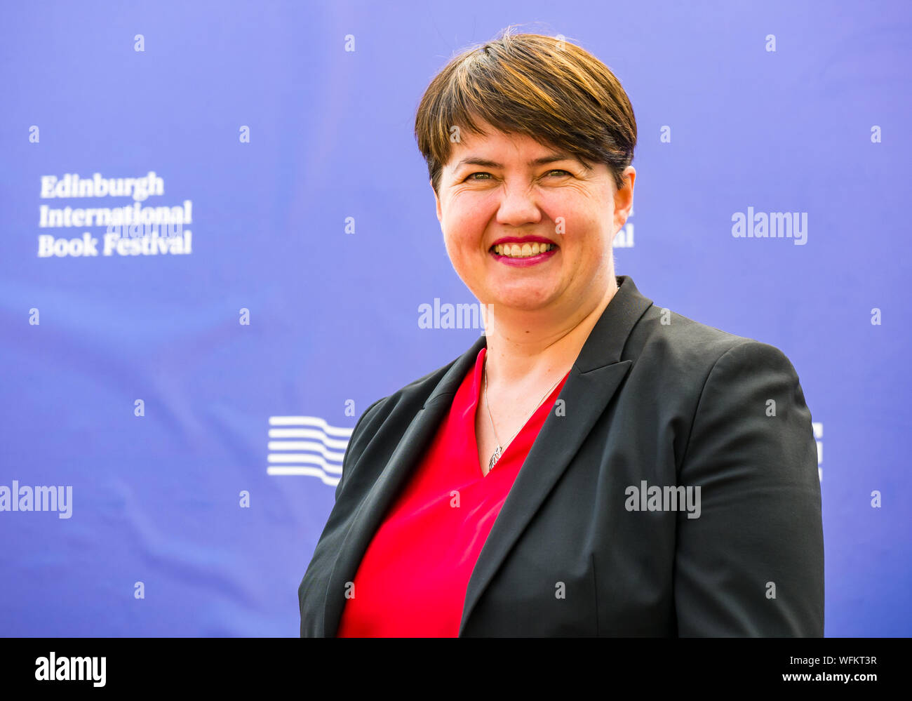 Ruth Davidson, dirigente del Partido Conservador Escocés, en el Festival Internacional del Libro de Edimburgo, Escocia, Reino Unido Foto de stock