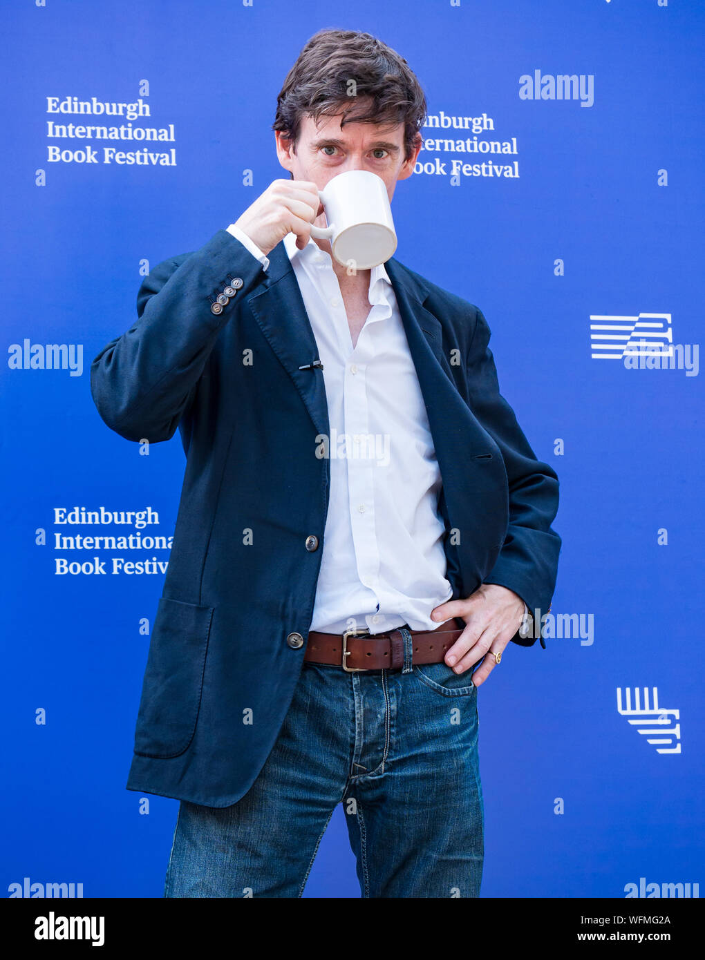Rory Stewart, político de la parte conservadora y diputado, en el Festival Internacional del Libro de Edimburgo 2019, Escocia, Reino Unido Foto de stock