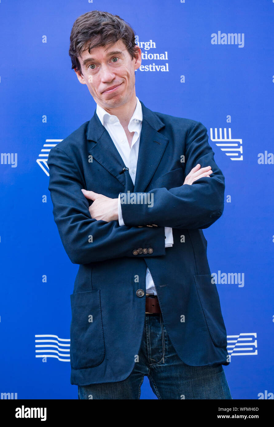 Rory Stewart, político de la parte conservadora y diputado, en el Festival Internacional del Libro de Edimburgo 2019, Escocia, Reino Unido Foto de stock