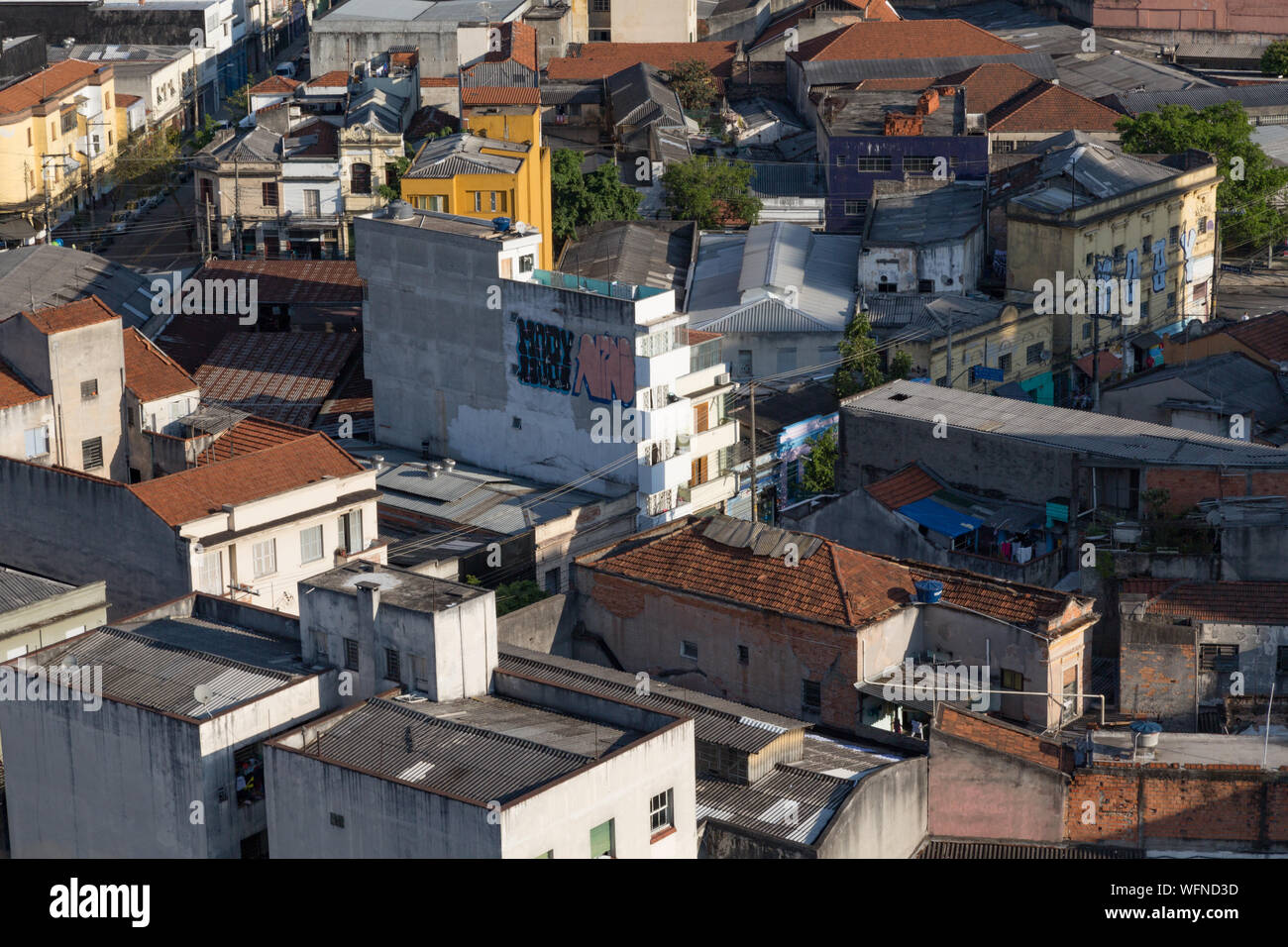 Imágenes aéreas de los barrios. Barrio Liberdade, Sao Paulo, Brasil. Foto de stock