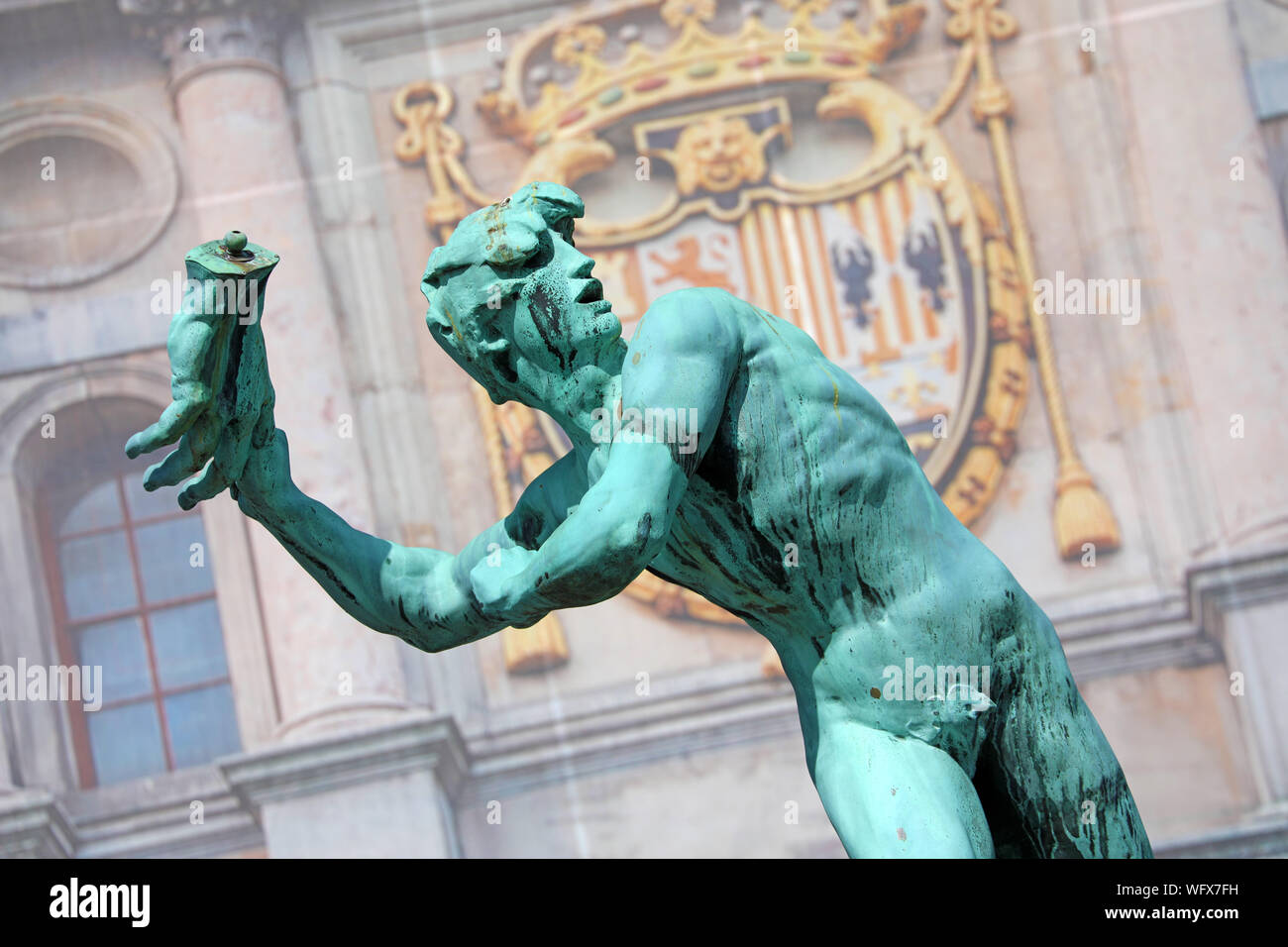 El Brabo Fuente en el Grote Markt, en Antwerp, Bélgica. Foto de stock