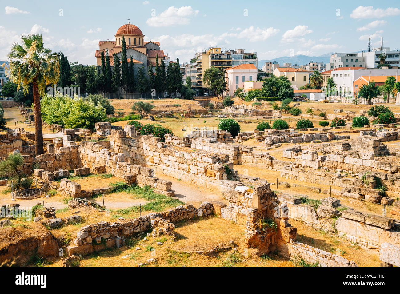 Cementerio de Keramikos antiguas ruinas en Atenas, Grecia Foto de stock