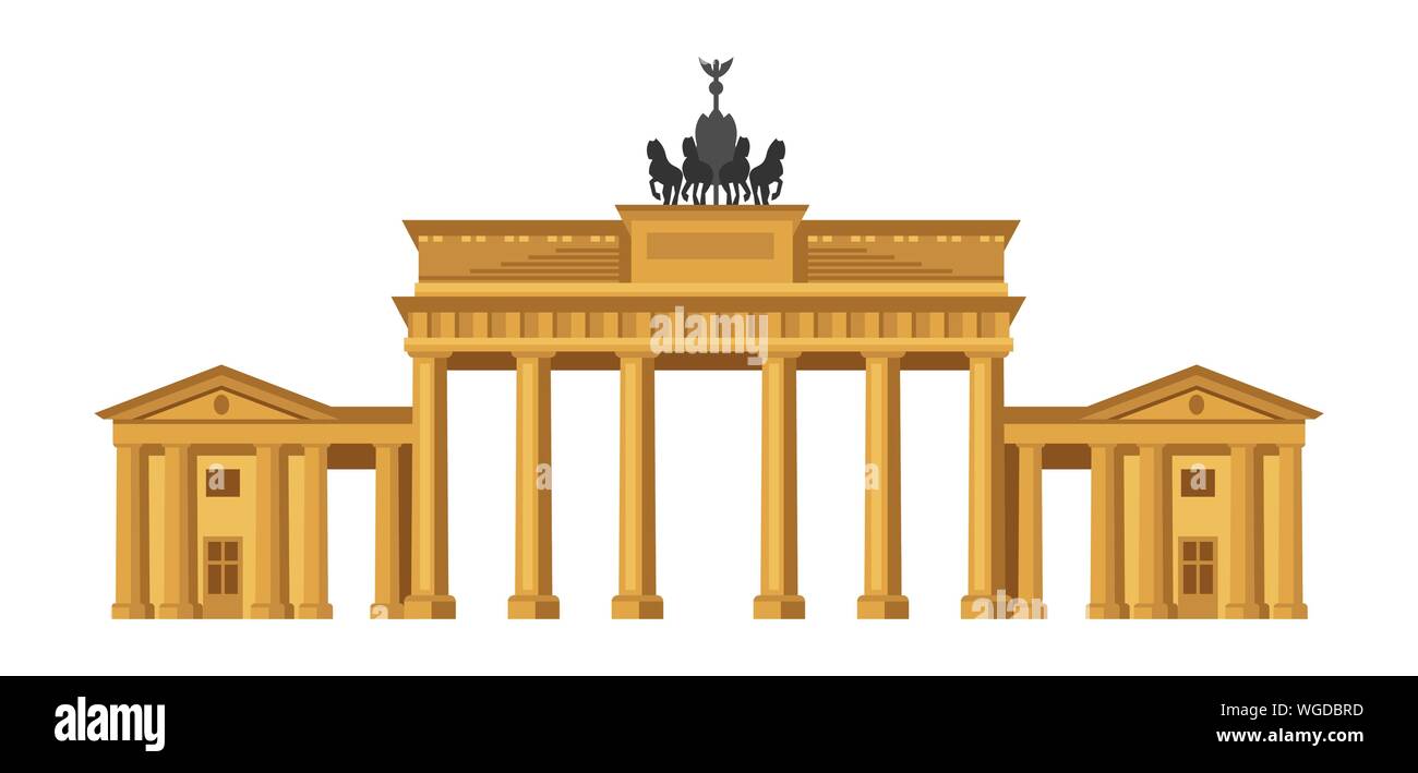 Puerta de Brandenburgo en Berlín. Ilustración histórica alemana. Ilustración del Vector