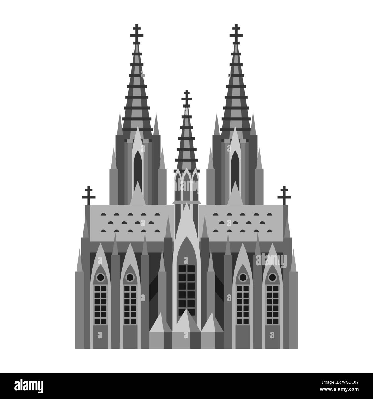 Catedral católica romana en Colonia. Ilustración histórica alemana. Ilustración del Vector