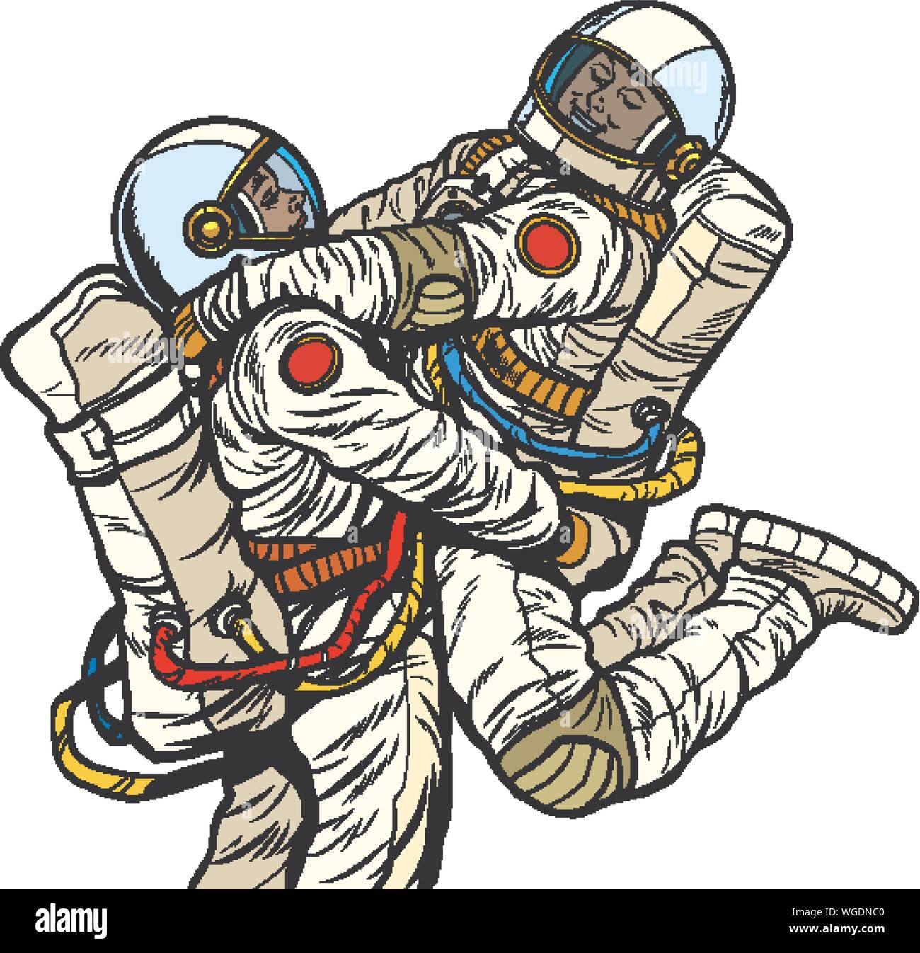 Astronauta con brazos abiertos para dar un abrazo Astronauta con brazos abiertos para dar un abrazo