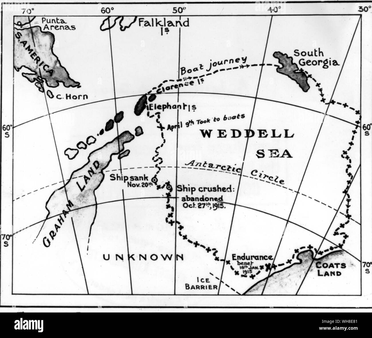 Mapa antartida shackleton Imágenes de stock en blanco y negro Alamy