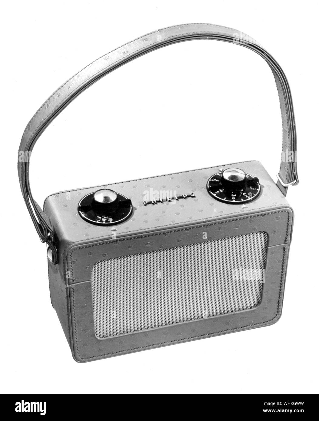 Radio portátil Philips, 1950. Foto de stock