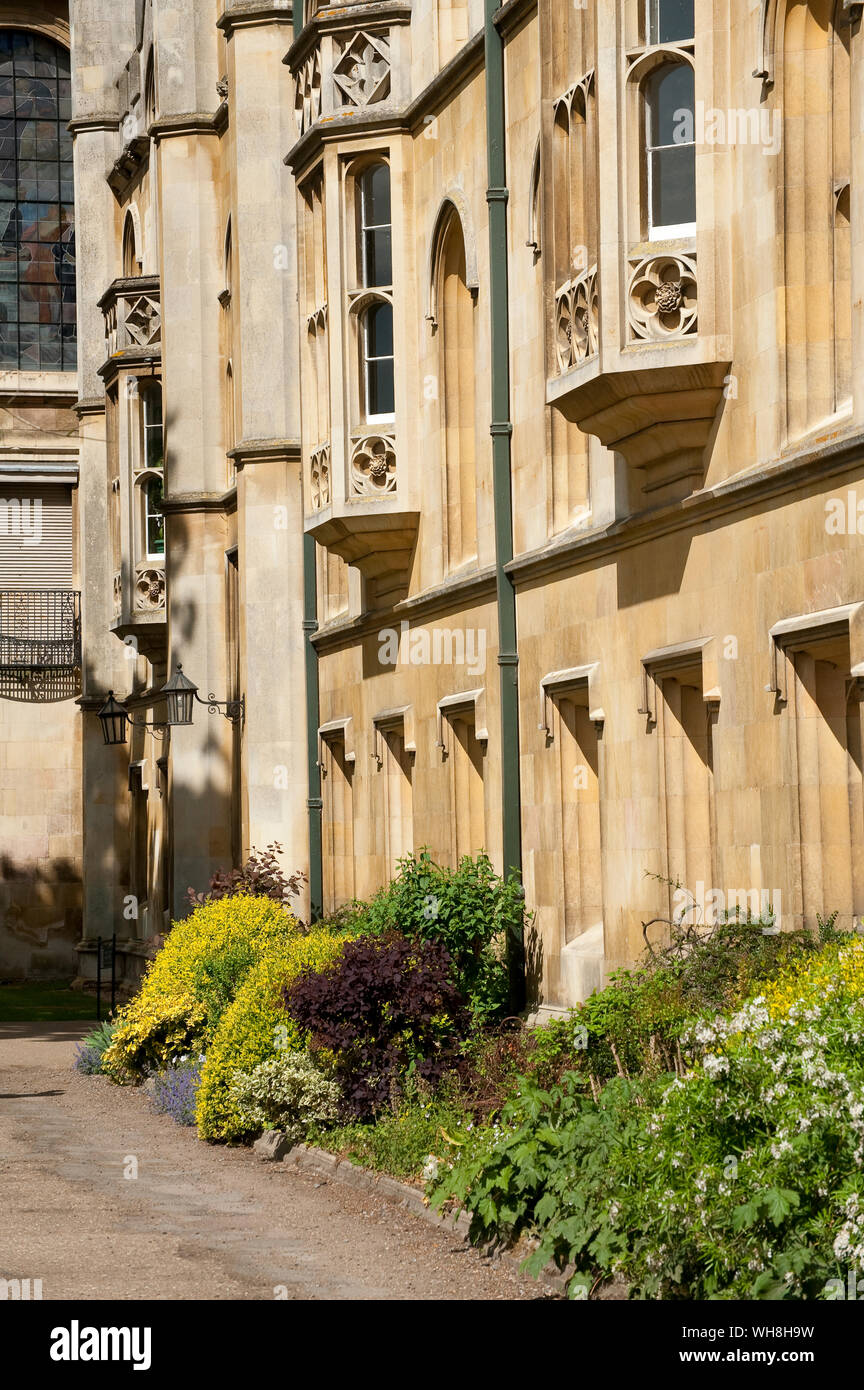 Lado de un edificio en el centro de la ciudad de Cambridge, Cambridgeshire, Inglaterra. Foto de stock