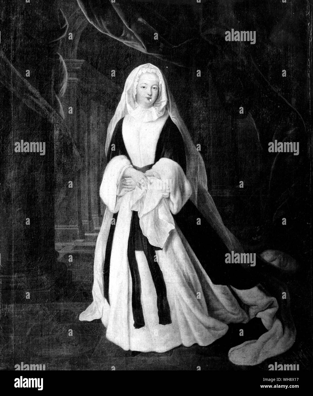 Madame la Duchesse de blanco luto, atribuida a Pierre Gobert Foto de stock