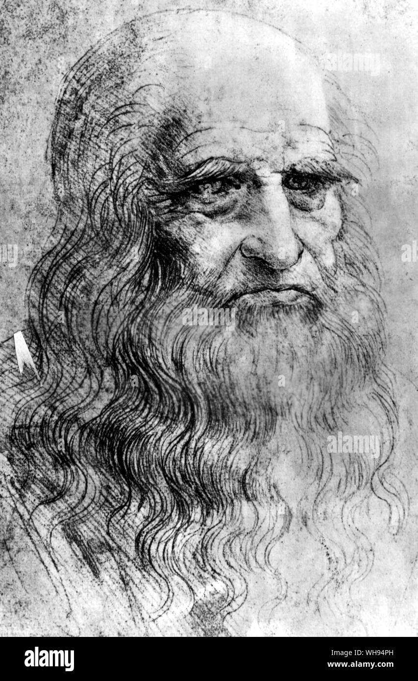 Leonardo. Autorretrato c.1512 cuando Leonardo era de sesenta años. Foto de stock