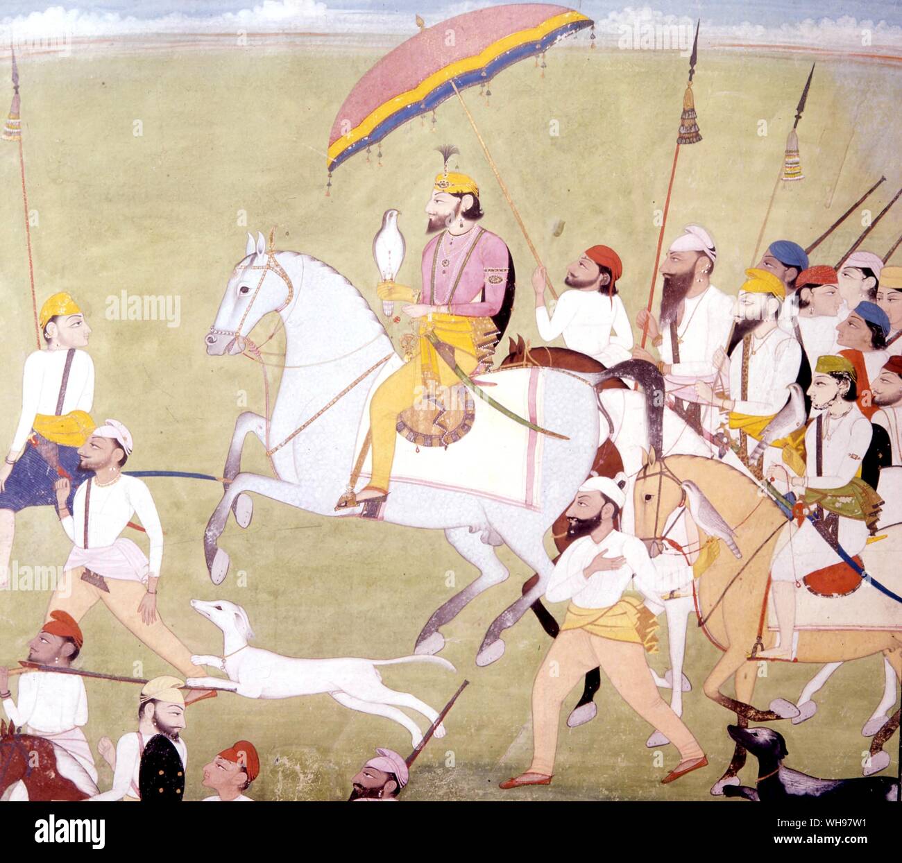 Raja Dhyan Singh 1796-1843 sobre una expedición hawking Foto de stock