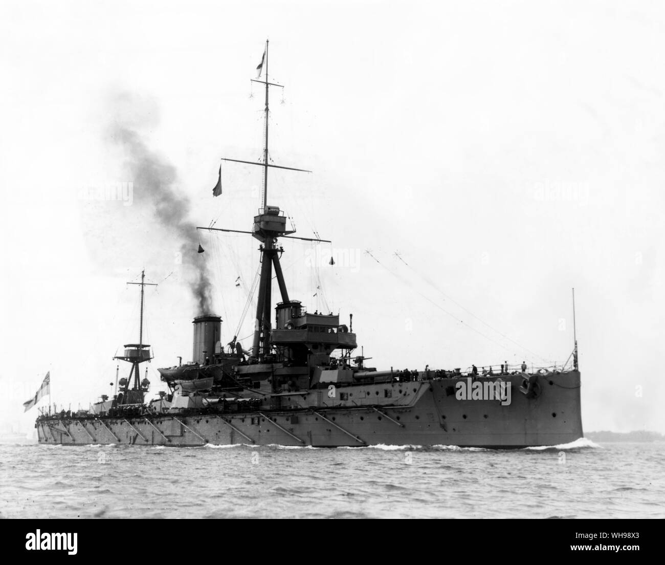 HMS Dreadnought creó un modelo para la capital shiips que fue ampliamente seguida. Fue lanzado en 1904. Foto de stock