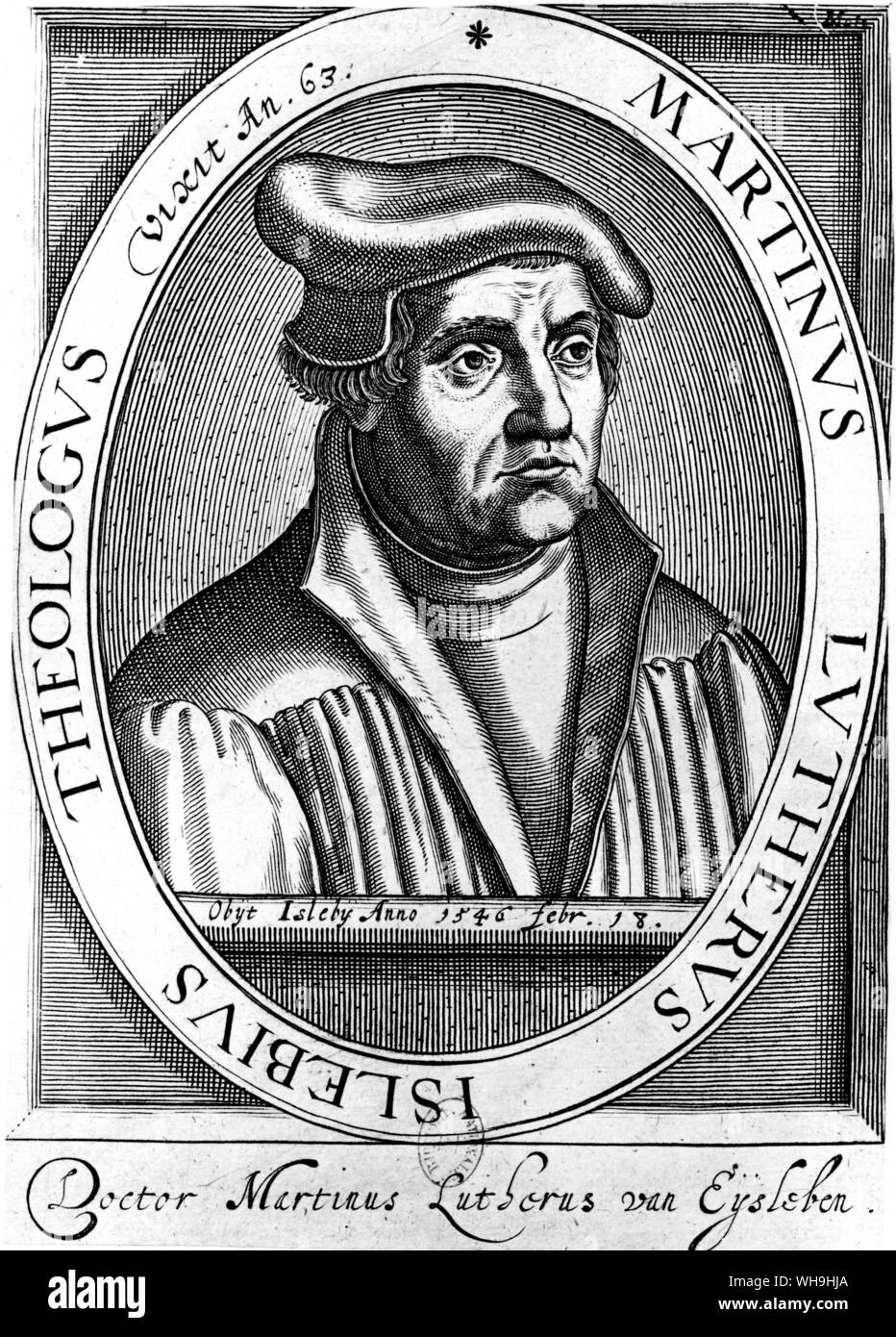 Martín Lutero (1483-1546), reformador de la iglesia Cristiana Alemana, uno de los fundadores del Protestantismo. Foto de stock