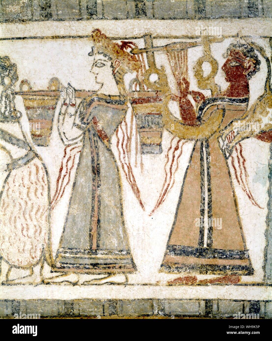 Frescos cretenses de Hagia Triada sarcófago Processsion y libaciones de |muertos Foto de stock
