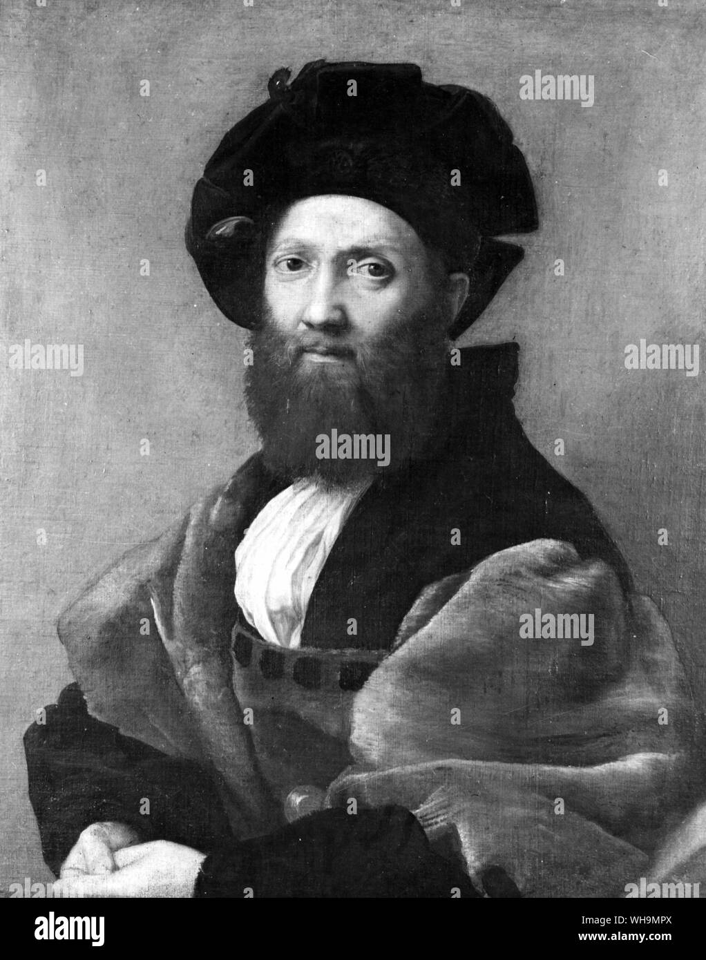 Count (Baldassare o Baltasar Castiglione) (1478-1529). Autor Italiano y diplomático por Rafael. Foto de stock