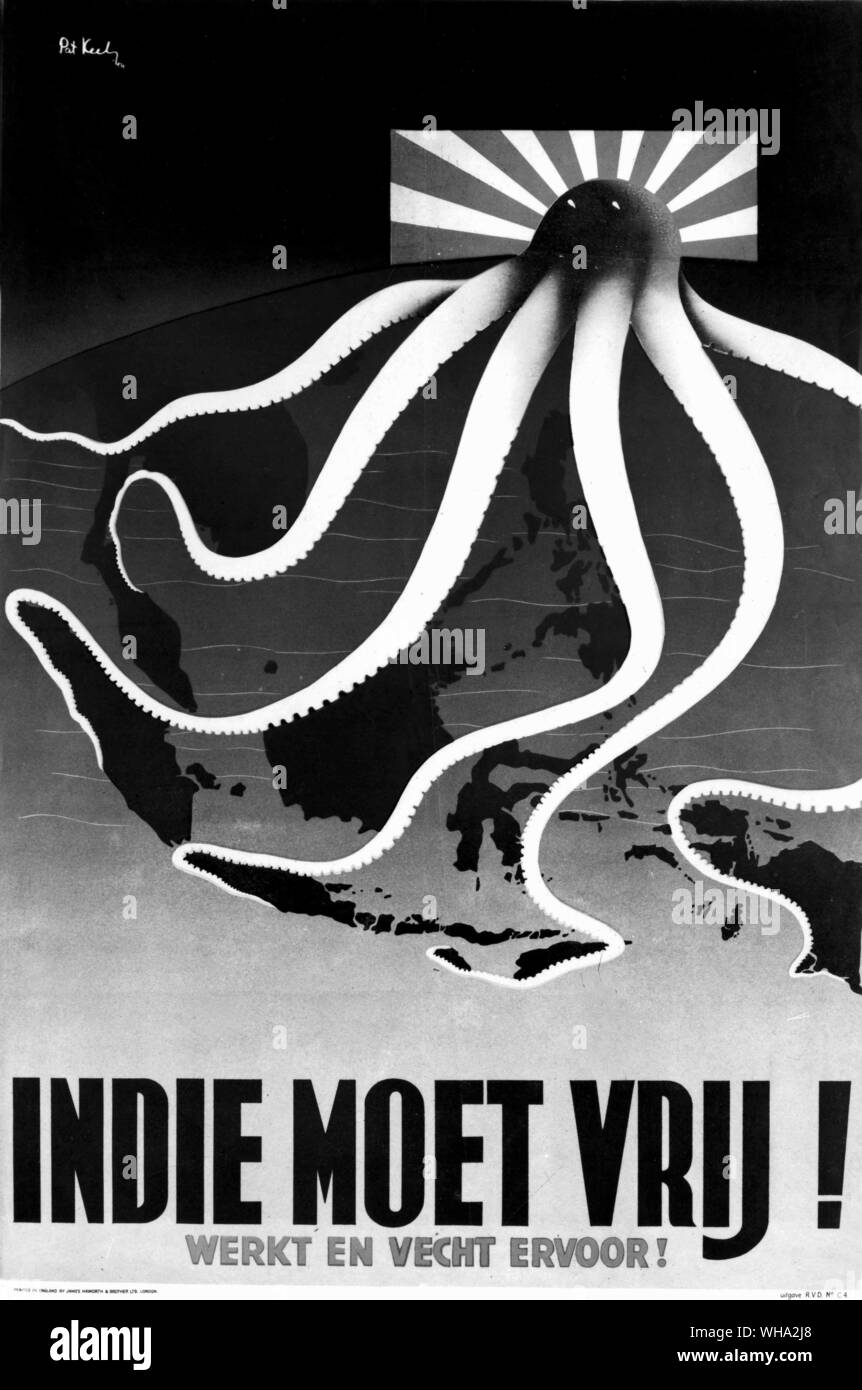 WW2: "Las Indias será liberado! Trabajar para lograr esto!" la guerra cartel. Foto de stock