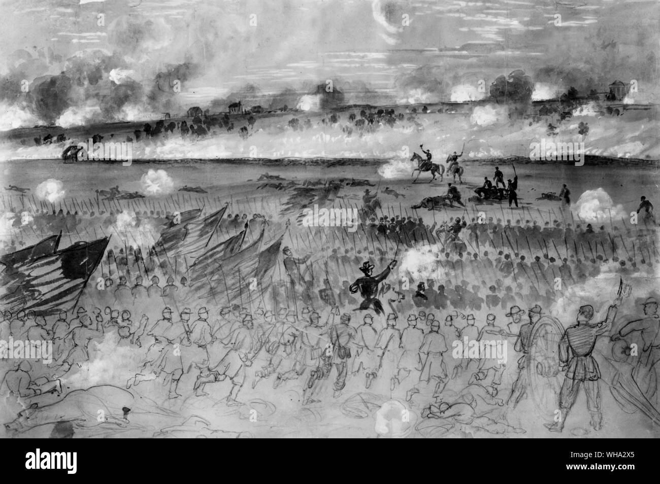 La batalla de Fredericksburg, 1862. El galán de cargo de la División de Humphrey's. Foto de stock