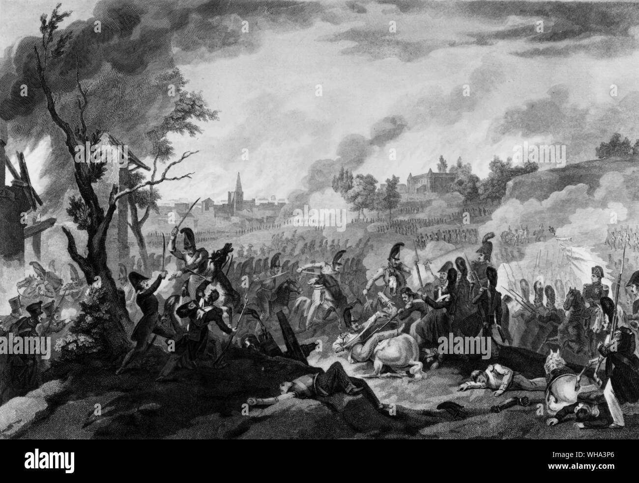 La batalla de Brienne, el 29 de enero de 1814. Foto de stock