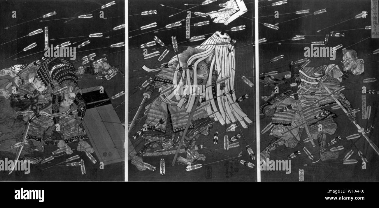 Última postura del Clan Kusonowi 1348. Imprimir por Kuniyoshi Foto de stock