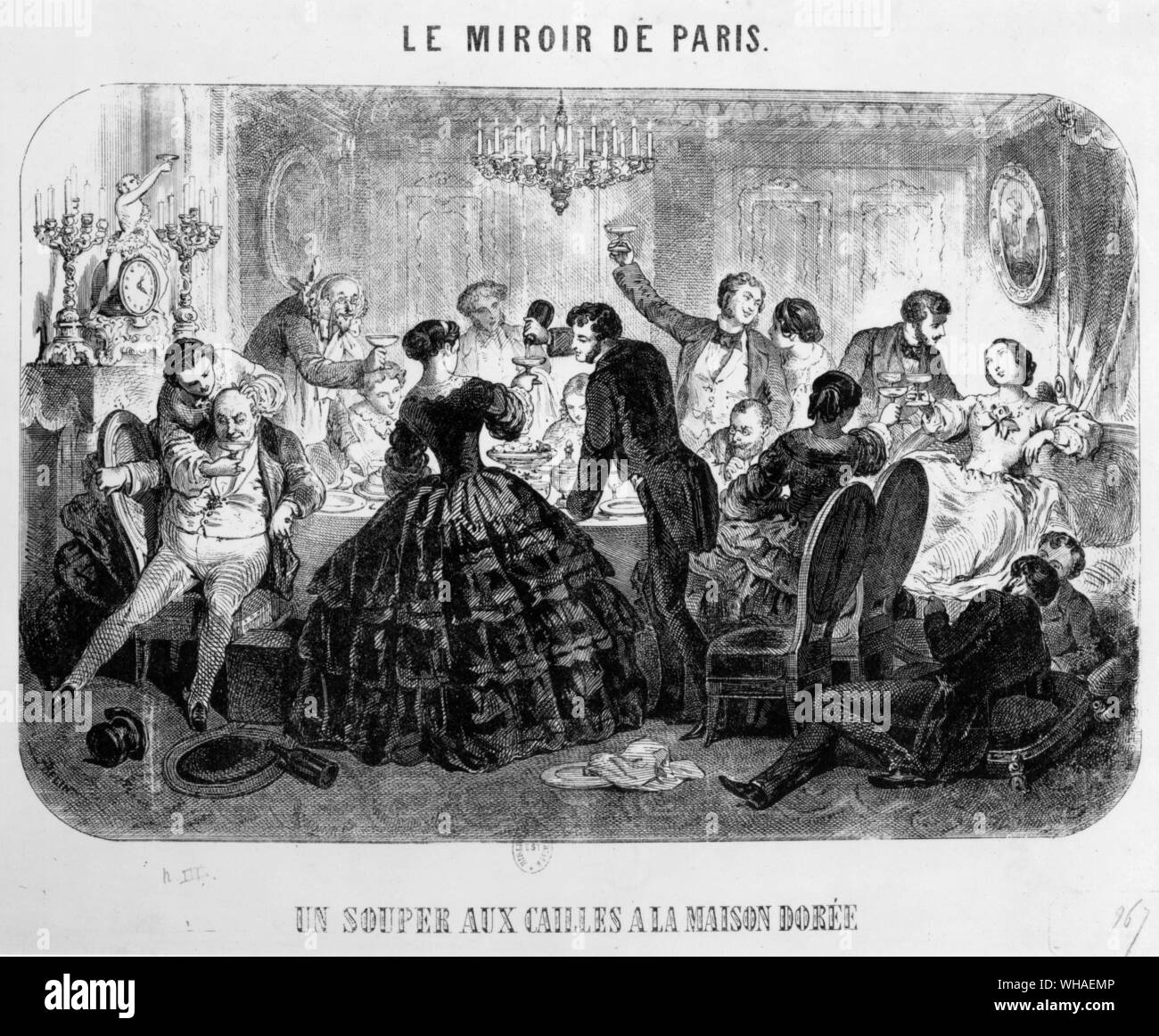Una parte de la cena en la Maison Doree. un famoso restaurante en Second Empire Paris. Desde Le Miroir de Paris Foto de stock