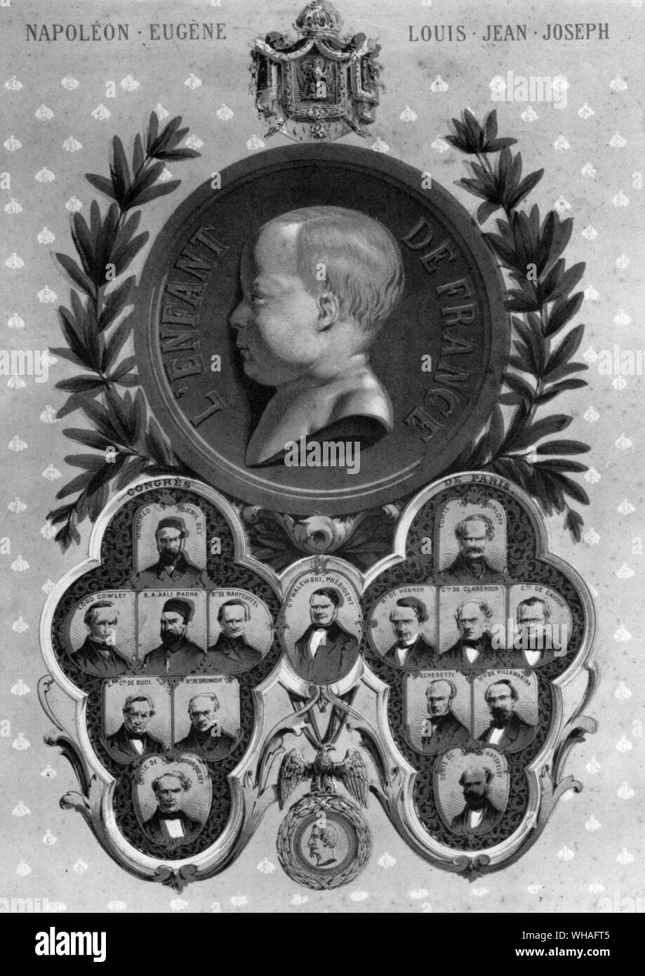 Recuerdo para conmemorar el nacimiento del Príncipe Imperial (hijo de Napoleón III y Eugenia) el 16 de marzo de 1856 y la paz de ese año. Foto de stock