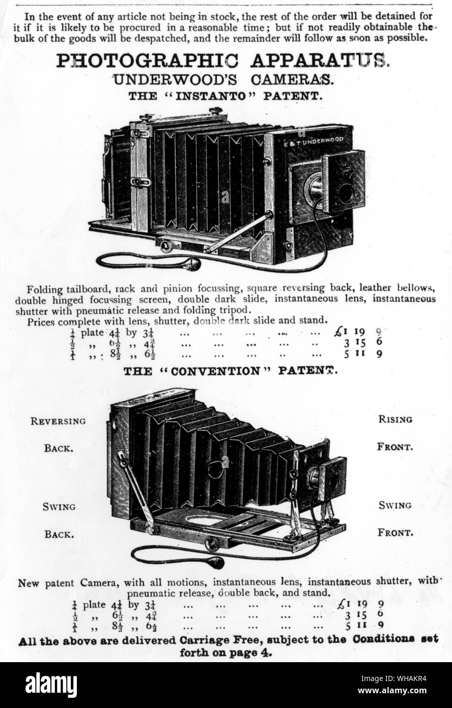 Almacenes Harrod's 1895. Aparatos fotográficos Foto de stock