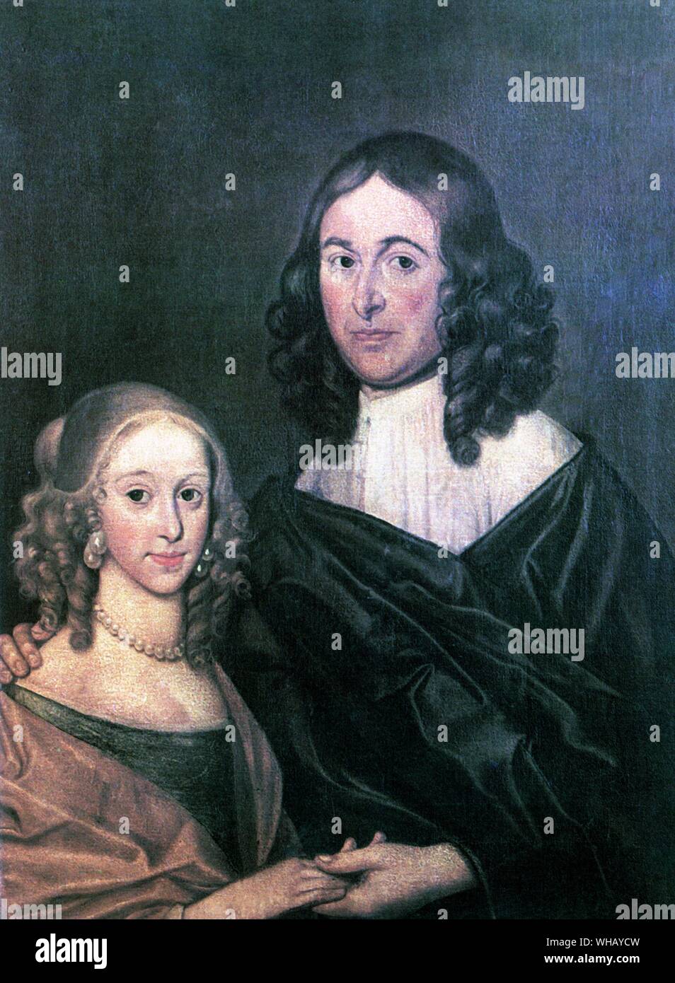 La dulce Isabel, nieta de Shakespeare, a quien este retrato está pensado para representar con su primer marido, Thomas Nash, fue la última de Shakespeare'slínea para sobrevivir. Foto de stock