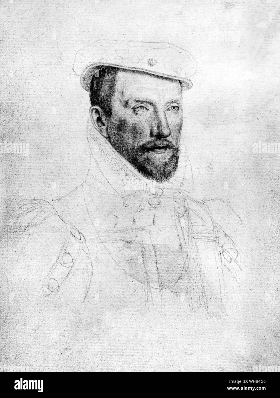 Gaspard de Coligny; Almirante de Francia y líder de los protestantes. Grabado por F Clouet 1572 Foto de stock