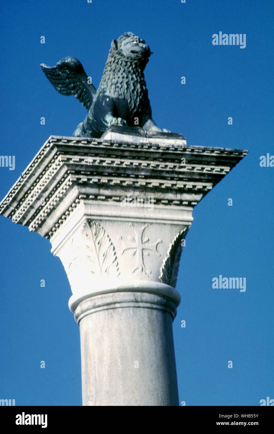 Detalle de la columna de la Piazza San Marco, Venecia. Foto de stock