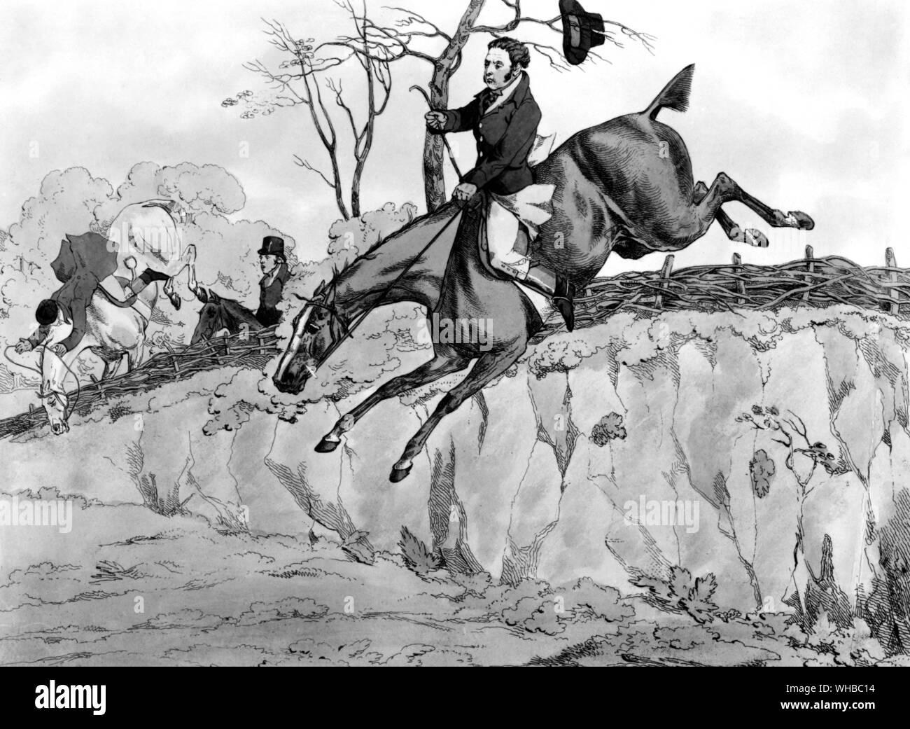 Escena de caza liderando el campo 1817 Foto de stock