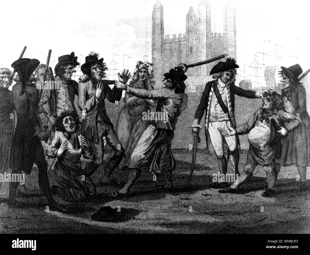 Manning la Marina 1790 - crítica de la práctica de pressganging Foto de stock
