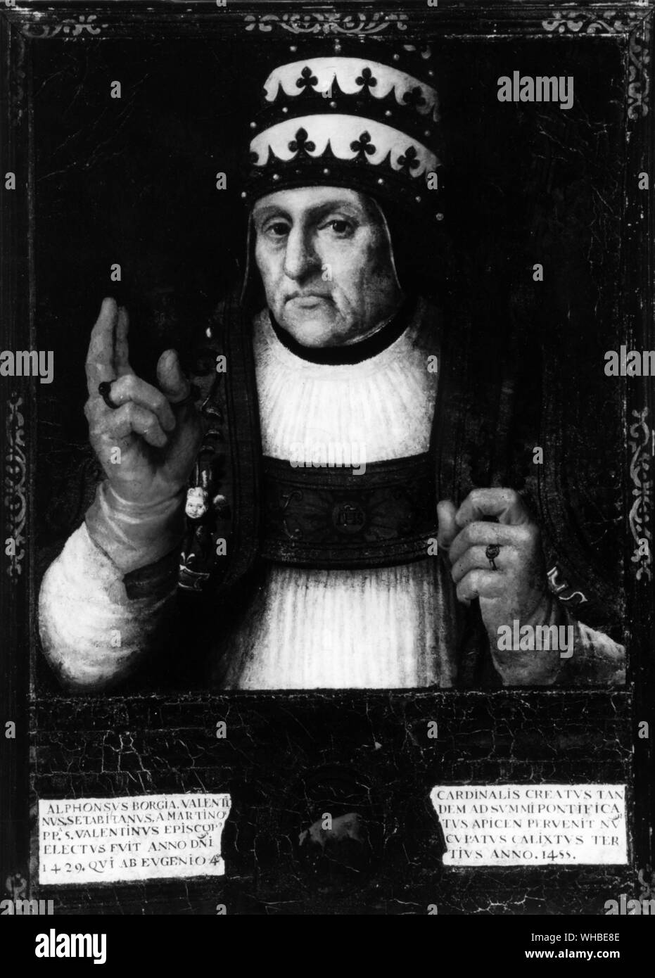 Alfons de Borja fue elegido Papa Calixto III once años después de su llegada a Roma Foto de stock