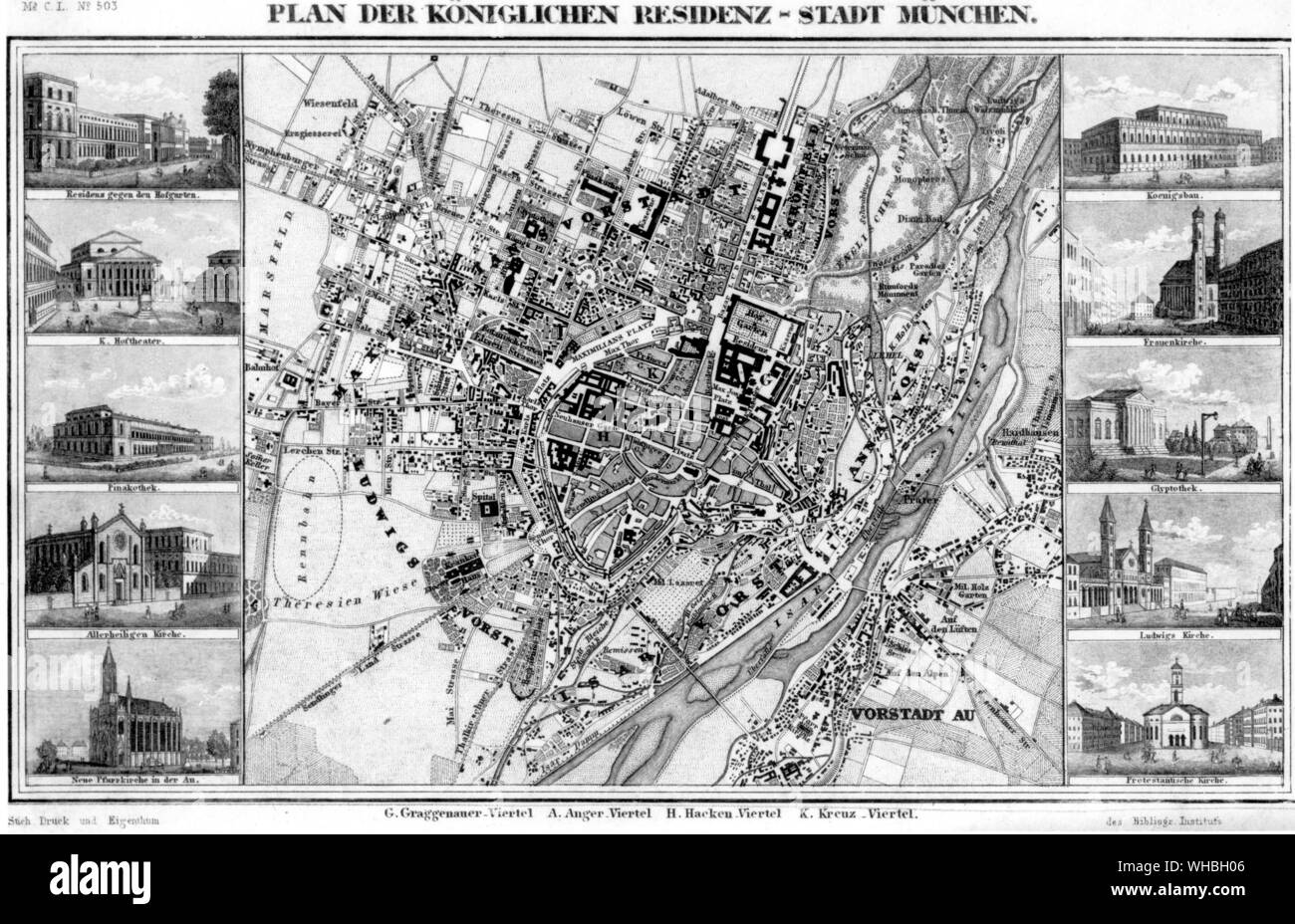 Plan der Koniglichen Residenz-Stadt Munchen. Foto de stock